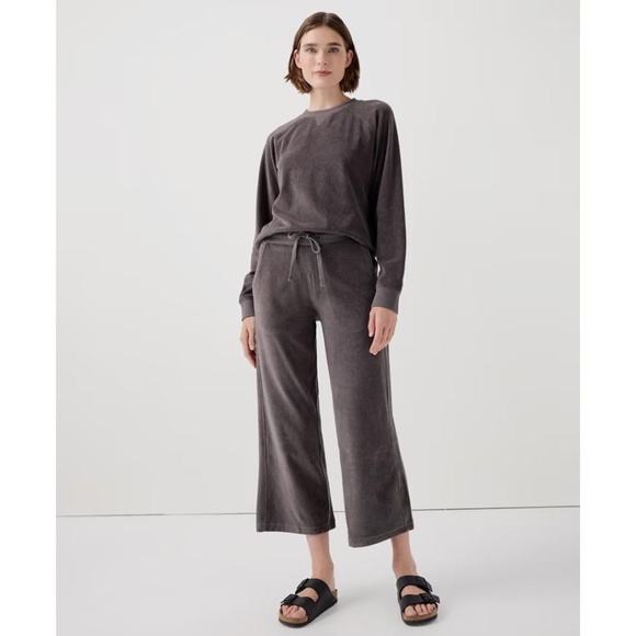 Pact Cotton Velour Wide-Leg Crop Pant - Picture 8 of 8